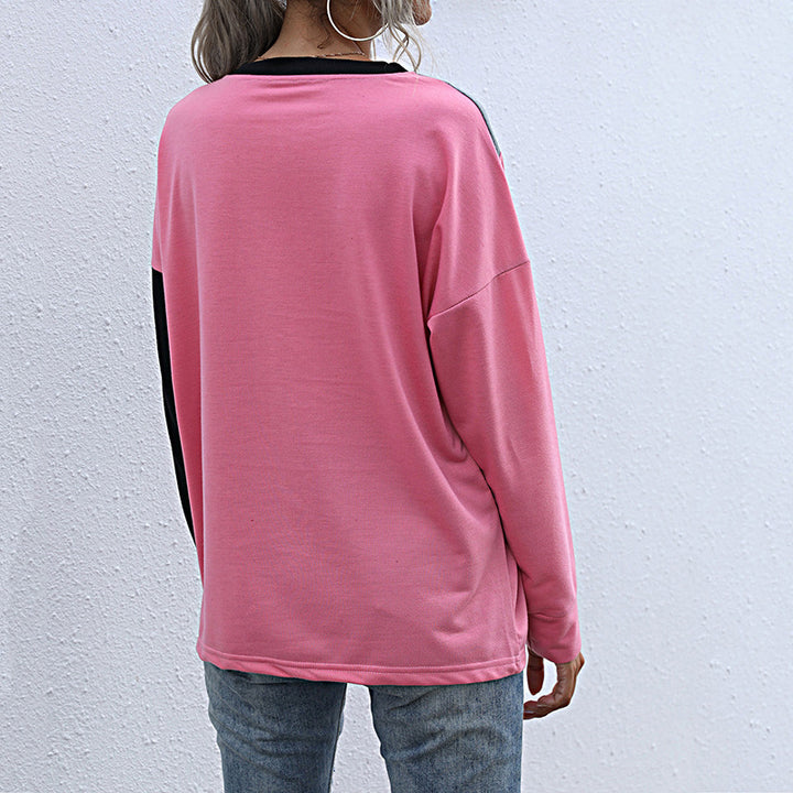 Damen Lässiges Colorblock-Sweatshirt mit diagonaler Teilung und Raglanärmeln Drune