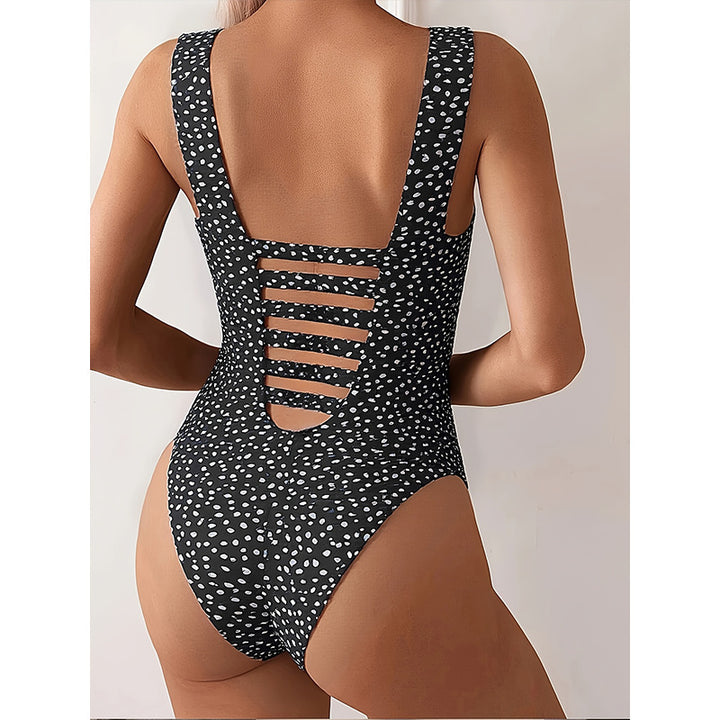 Damen Eleganter Einteiler Badeanzug mit modischem Punktedesign Drune