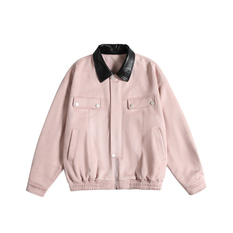 Damen Kurz geschnittene Boxy-Blousonjacke mit kontrastierendem Kunstlederkragen Drune