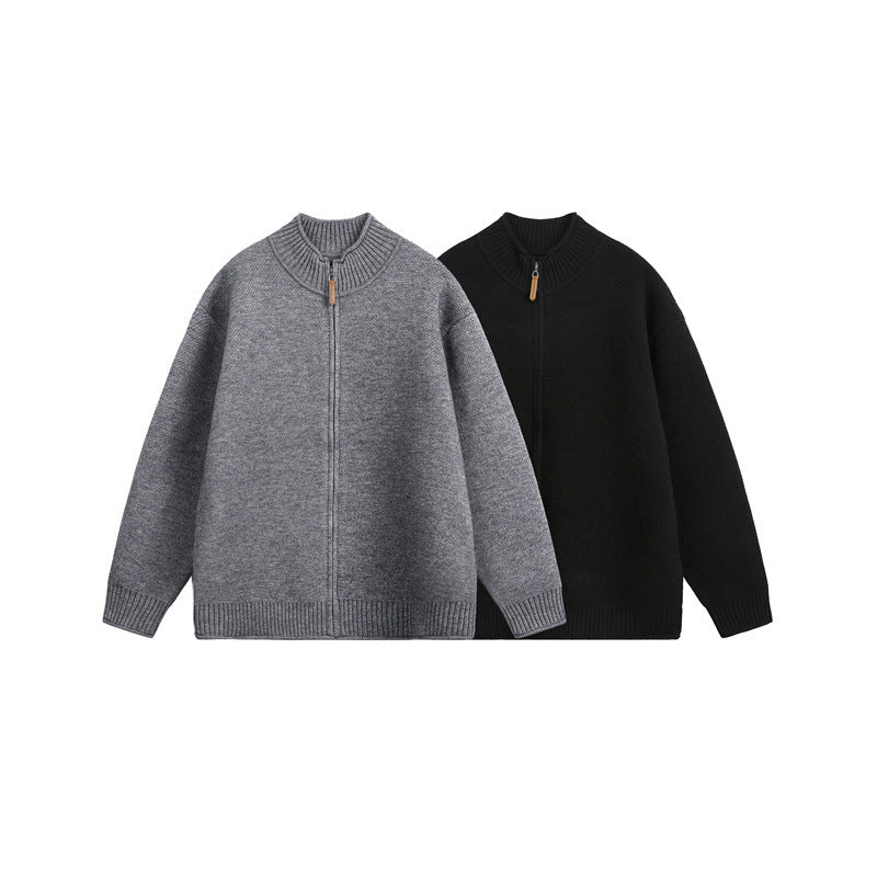 Unisex Strick-Zipjacke mit hohem Rippkragen und Oversize‑Schnitt Drune