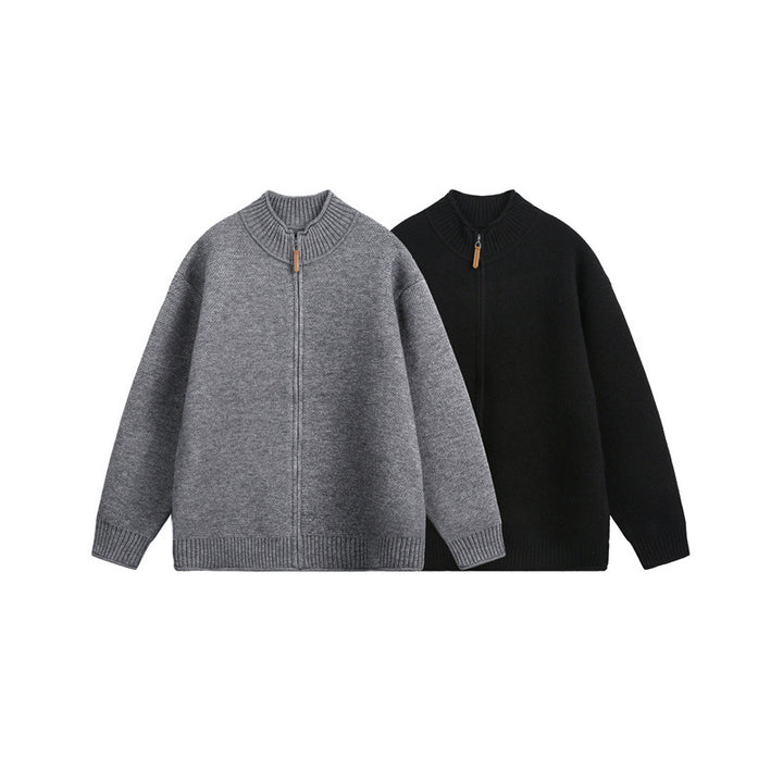 Unisex Strick-Zipjacke mit hohem Rippkragen und Oversize‑Schnitt Drune