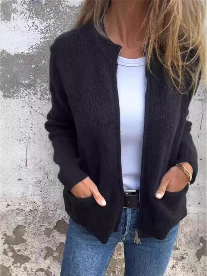 Drune | Jacke mit Reißverschluss - Rippstrick - Lockerer Schnitt - Stehkragen - Praktische Taschen