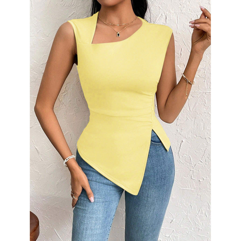 Damen Schnittiges Oberteil mit asymmetrischem Saum und figurbetontem Design Drune