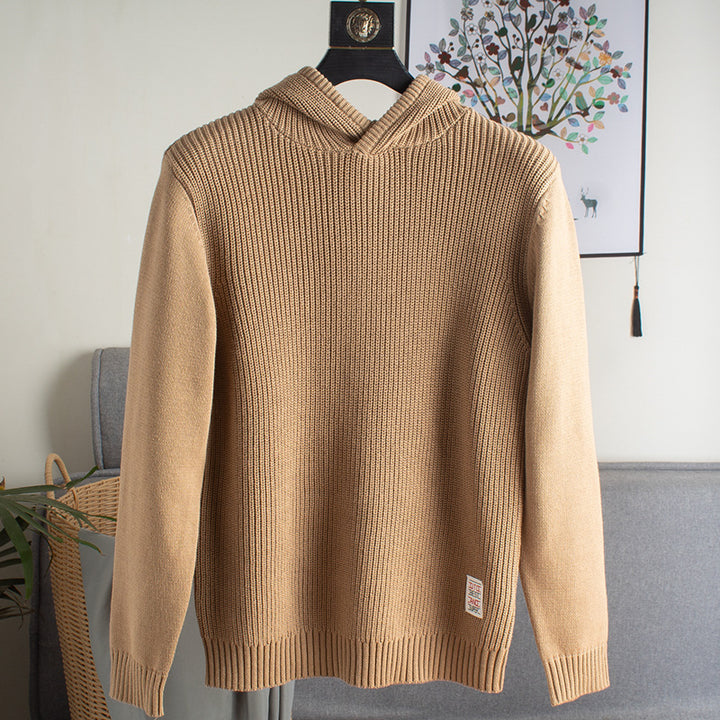 Damen Grobstrickpullover mit Kapuze Drune