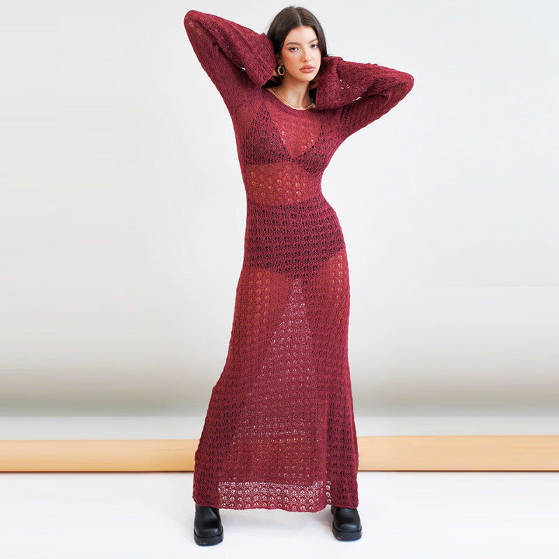 Damen langes, gehäkeltes Strandkleid Drune