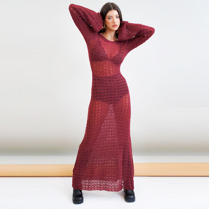 Damen langes, gehäkeltes Strandkleid Drune