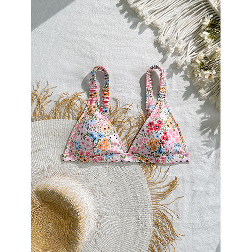 Damen Triangel-Bikinioberteil mit floralem Musterdruck Drune