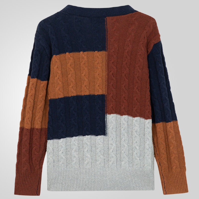 Herren Grobstrick Cardigan mit farbigen Akzenten und praktischen Taschen Drune