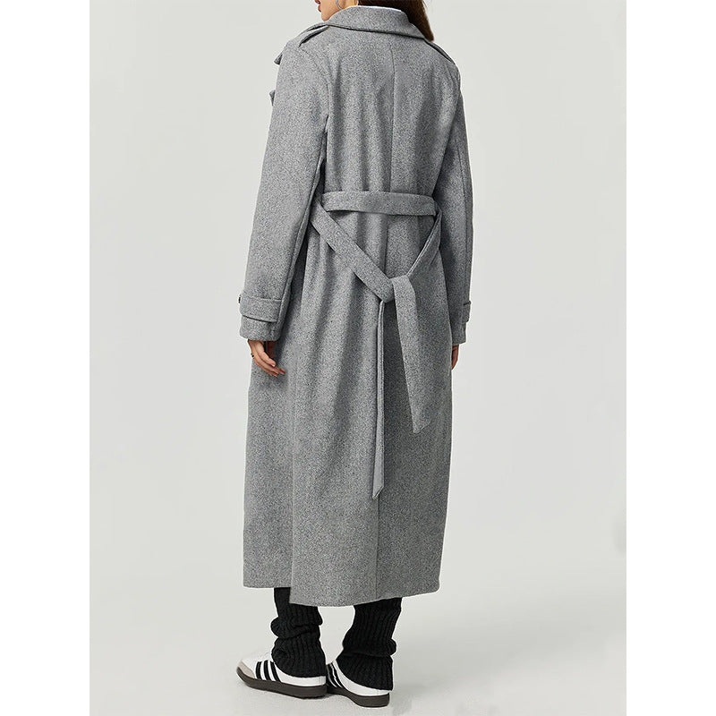 Damen eleganter Wollmantel mit doppelter Knopfleiste und lässigem Schnitt Drune