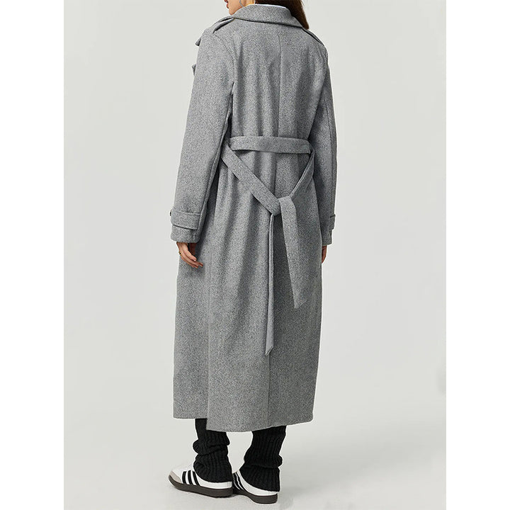 Damen eleganter Wollmantel mit doppelter Knopfleiste und lässigem Schnitt Drune
