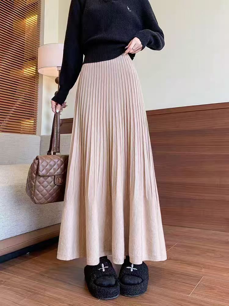 Damen eleganter Faltenrock mit hohem Bund Drune