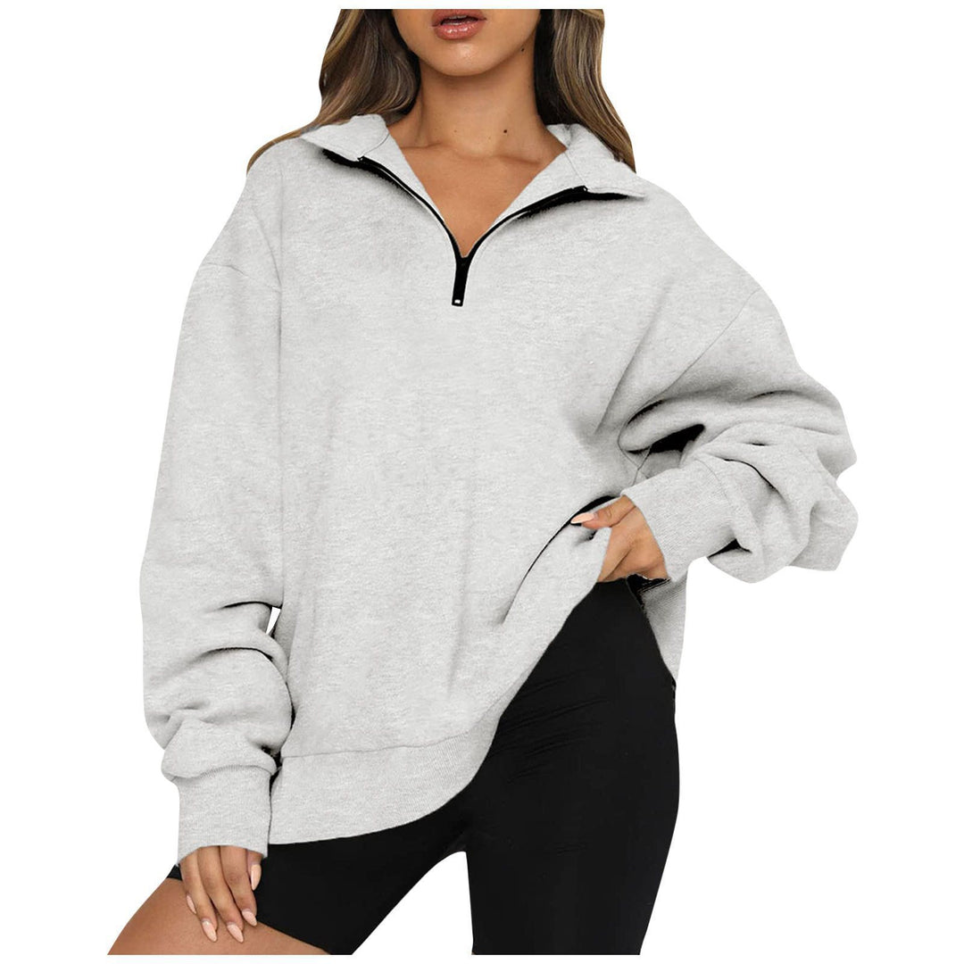 Damen Sportlicher Sweater mit Halbreißverschluss und oversized Passform Drune