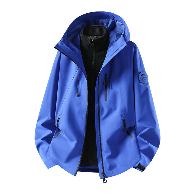 Herren Zweiteilige wasserdichte Outdoorjacke mit abnehmbarer Fleece‑Innenjacke und versiegelten Nähten Drune