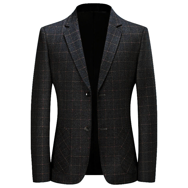 Herren Kariertes Slim-Fit Sakko aus Wollmischung Drune
