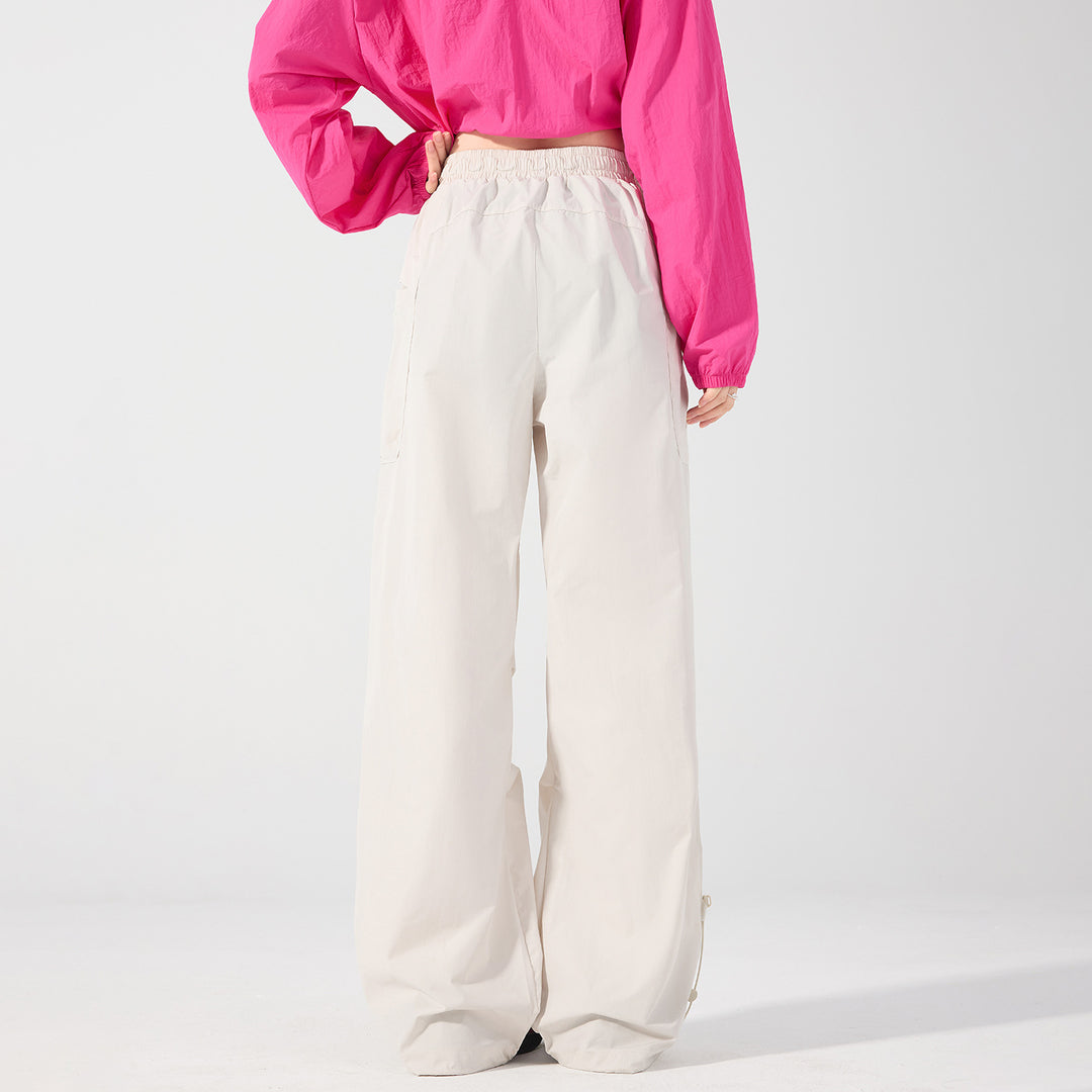 Damen Weite technische Cargo-Hose mit Kordelzugbund, verstellbarem Saum und Multifunktions-Taschen Drune