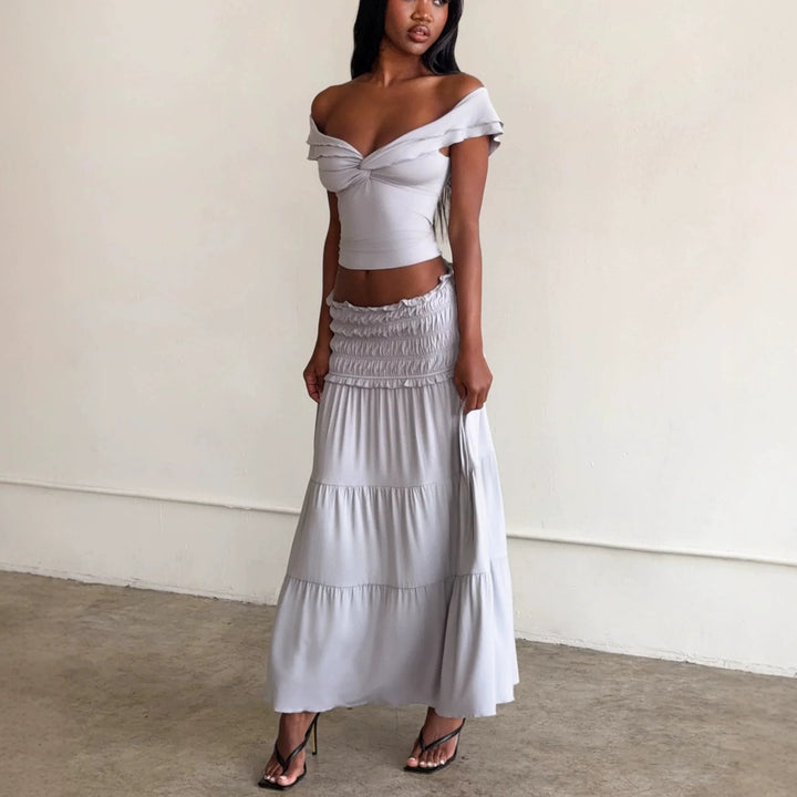 Damen Elegantes Wickeloberteil und maxirock Drune