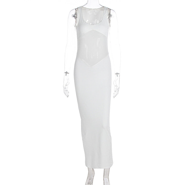Damen Elegantes Maxikleid mit transparenten Einsätzen und figurbetontem Schnitt Drune