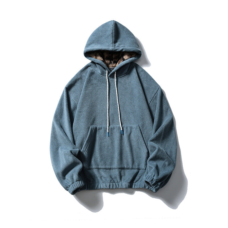 Unisex Oversize-Fleece-Hoodie mit Teddyfutter, Kängurutasche und elastischem Saum Drune
