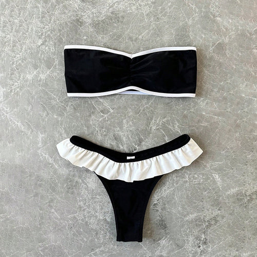 Damen Bandeau-Bikini-Set mit elegantem Rüschendesign Drune
