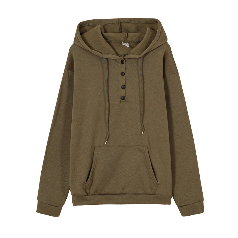 Damen Kapuzenpullover mit Knopfdetails und praktischer Kängurutasche Drune