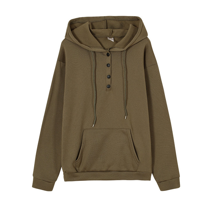 Damen Kapuzenpullover mit Knopfdetails und praktischer Kängurutasche Drune