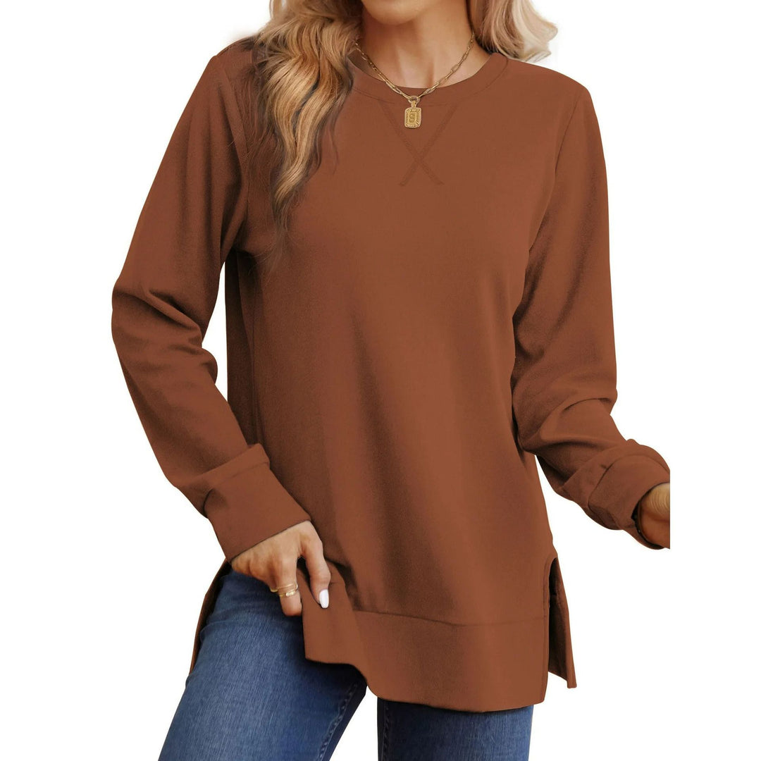 Damen Bequemer Langarm-Sweater mit Seitenschlitzen Drune