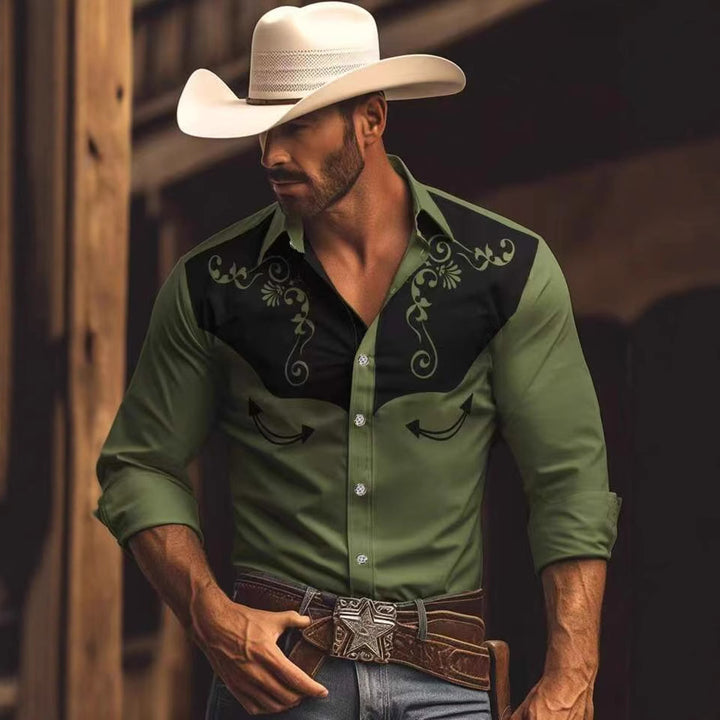Herren Westernhemd mit dekorativem Design und Stickereien Drune