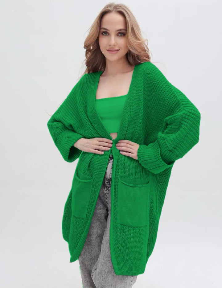 Damen Grobstrick-Cardigan mit weit geschnittenen Ärmeln und großzügigen Taschen Drune
