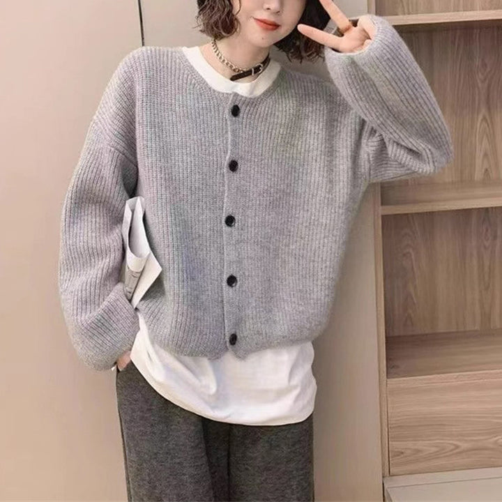 Damen lässiger Strickcardigan mit dekorativen Knopfdetails und weitem Schnitt Drune
