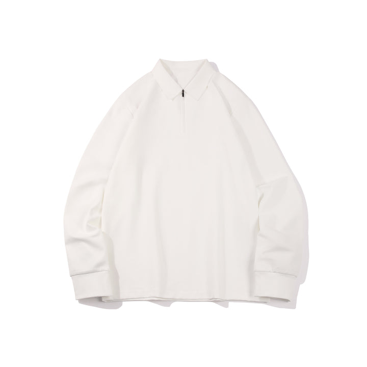 Unisex Oversized Halbzip-Pullover mit Hemdkragen und Technical-Scuba-Stoff Drune