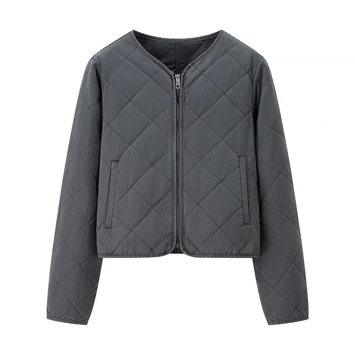 Damen nan Kurzjacke im Boxy-Cut mit Diamantsteppung, abgerundetem Saum und verdecktem Reißverschluss Drune