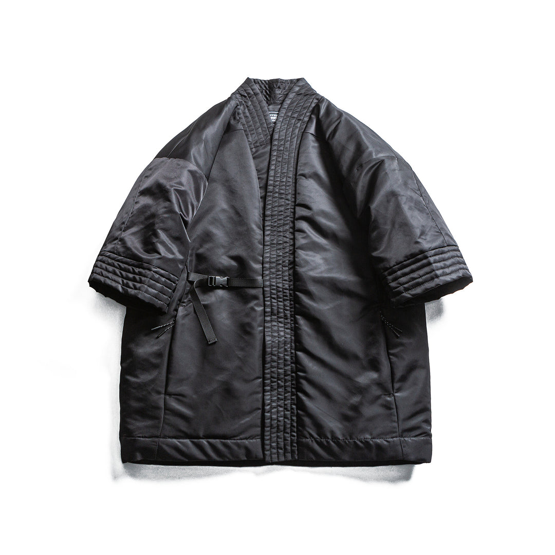 Unisex Gepolsterte Kimono-Jacke mit kurzem Ärmel und Taillengürtel Drune