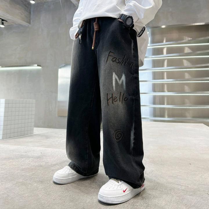 Unisex modische lässige Jeans mit kreativem Druck Drune