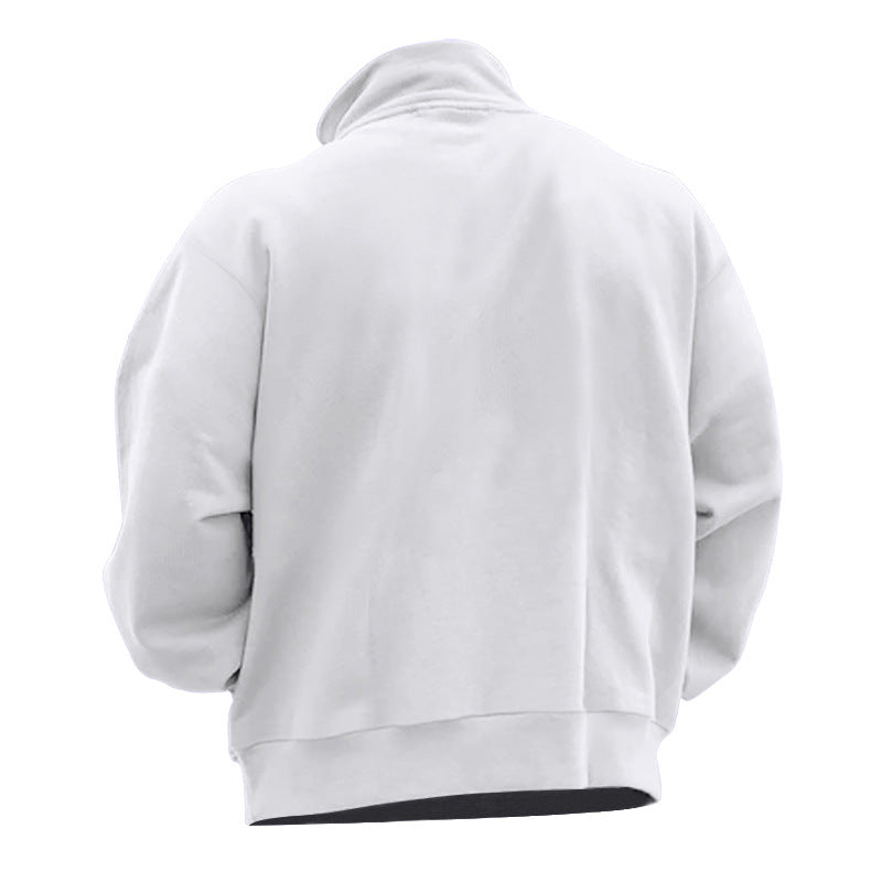 Herren nan hochwertiger Sweatpullover mit Metall-Halbzip, verstärktem Stehkragen und dezenter Brustpaspel Drune
