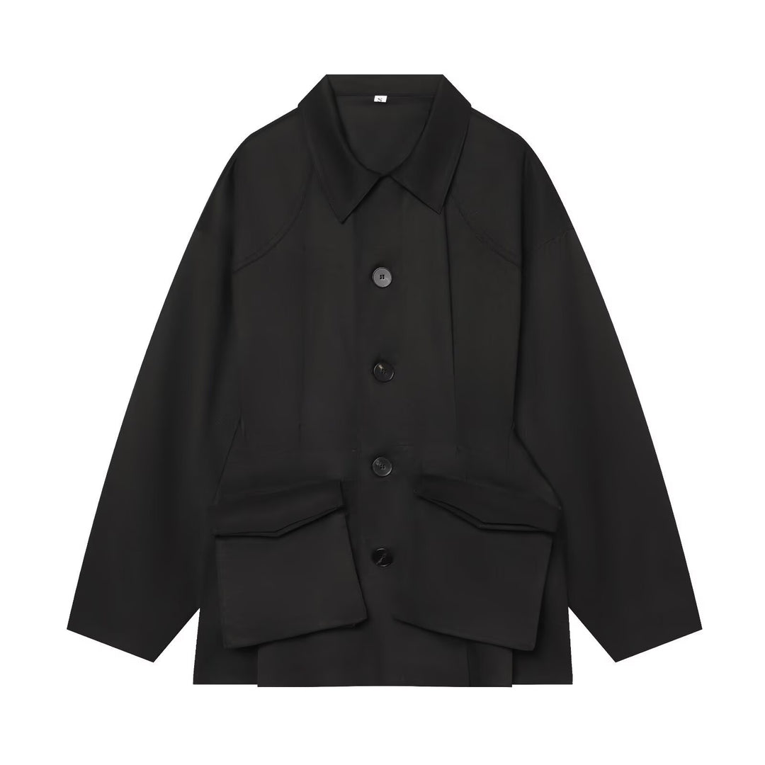Damen Oversize-Utility-Jacke mit großen Klappentaschen und Tunnelzug Drune
