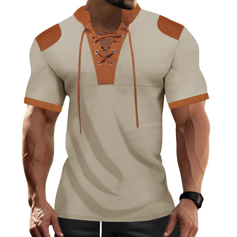 Herren sportliches Kurzarm-Shirt mit modischem Latz Drune