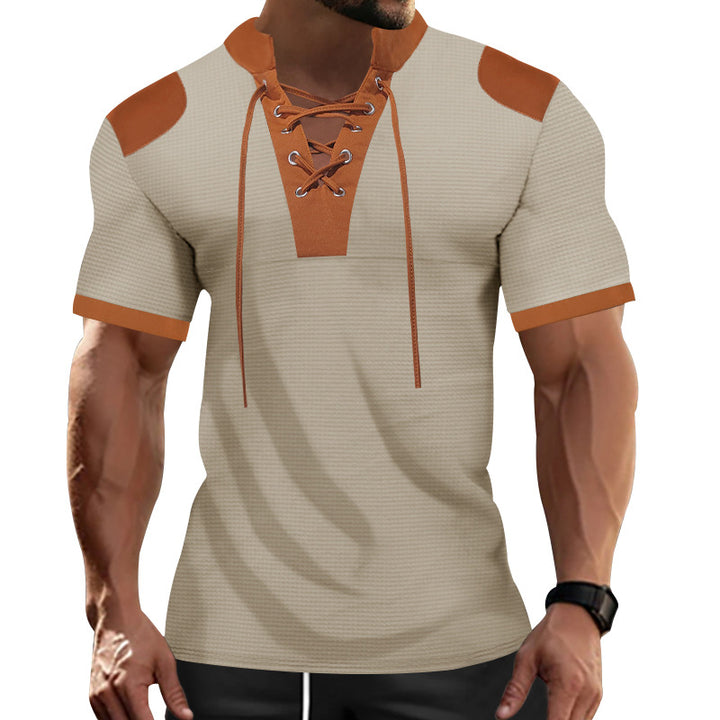Herren sportliches Kurzarm-Shirt mit modischem Latz Drune