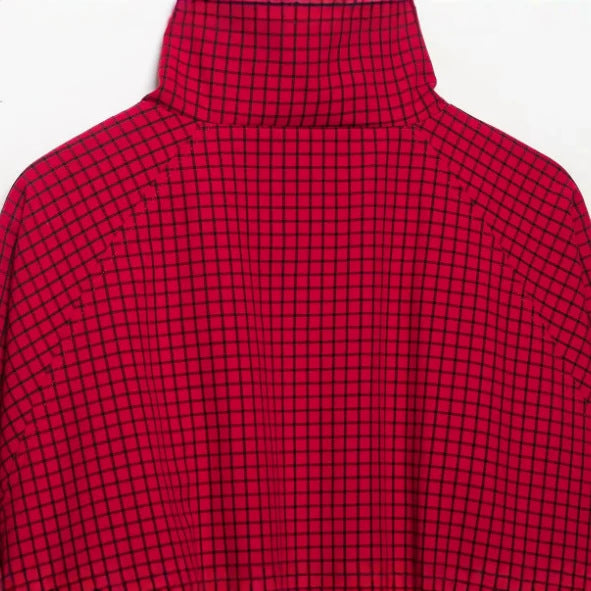 Damen Cropped Bomberjacke mit Stehkragen, Karomuster und elastischem Saum Drune