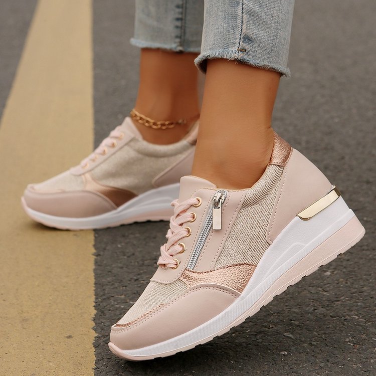 Damen Plateau-Sneaker mit Keilabsatz und Reißverschluss Drune