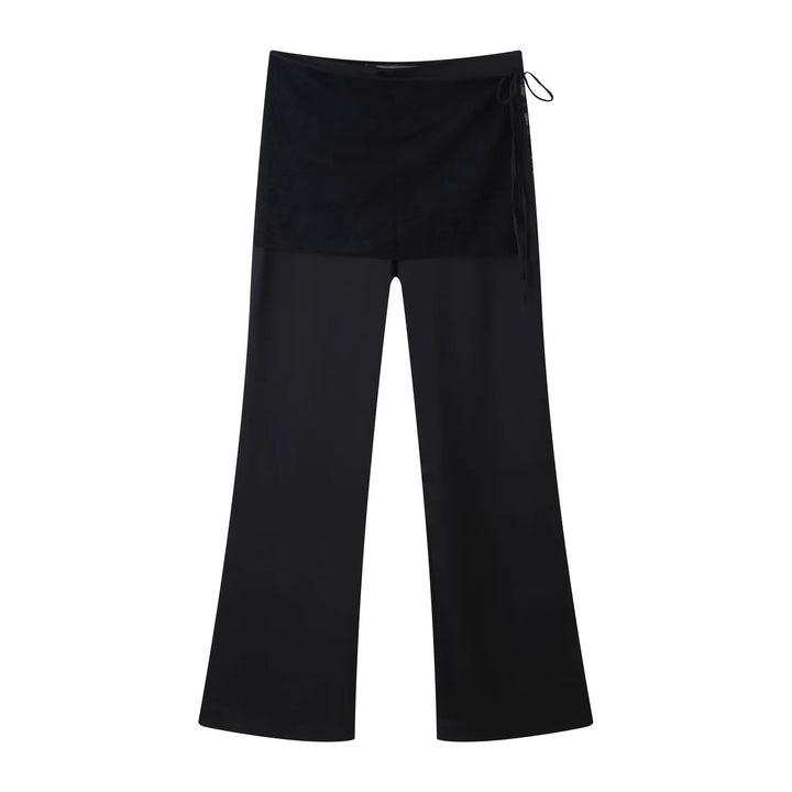 Damen nan Wickel-Palazzohose mit integriertem Rocklayer, hohem Bund und weitem Bein Drune