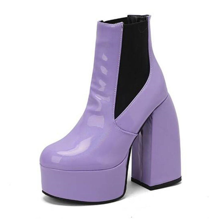 Damen Chunky Plattform Ankle Boots mit transparentem Blockabsatz Drune