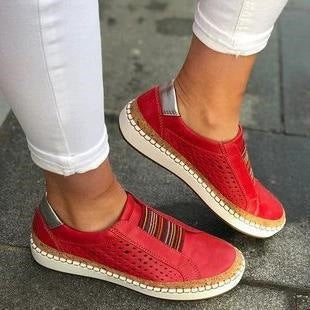 Damen Komfort-Slip-On-Sneaker aus Veloursleder mit elastischem Mehrstreifen-Dehnband und geflochtenem Espadrille-Detail Drune