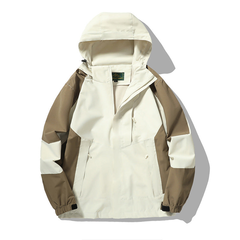 Herren wind- und wasserabweisende Outdoor-Hoodiejacke mit Belüftungsnetz, verstellbarer Kapuze und verdeckter Frontblende Drune