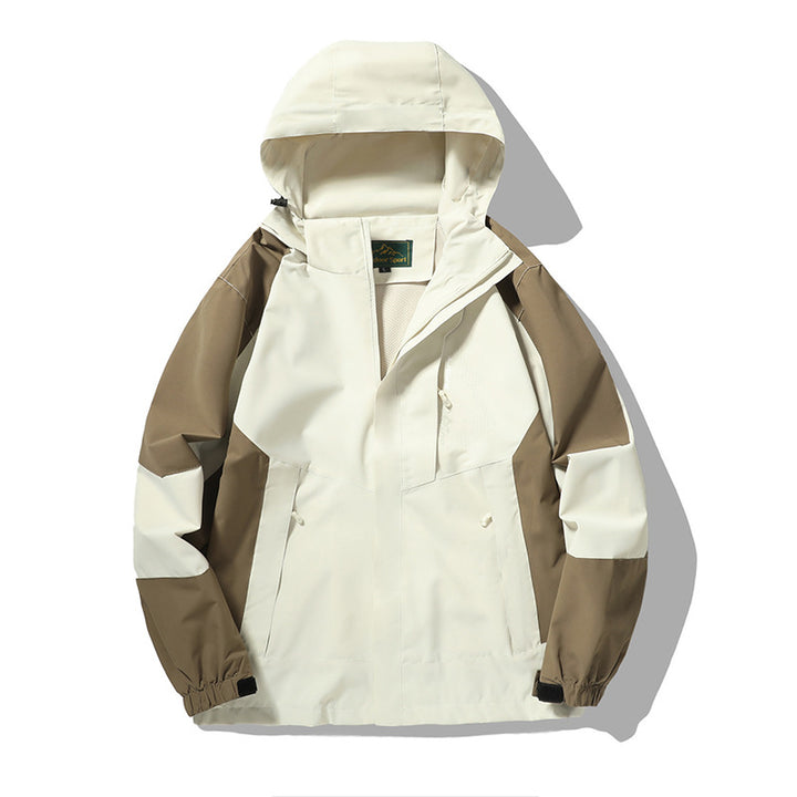 Herren wind- und wasserabweisende Outdoor-Hoodiejacke mit Belüftungsnetz, verstellbarer Kapuze und verdeckter Frontblende Drune