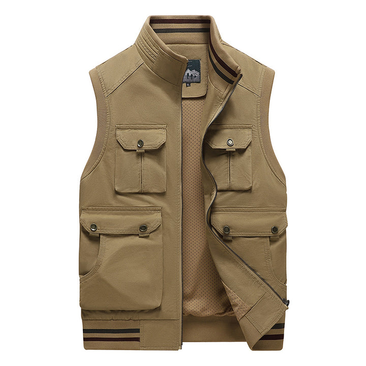 Herren Multifunktionale Outdoor-Weste mit vier Pattentaschen, Stehkragen und Mesh‑Futter Drune