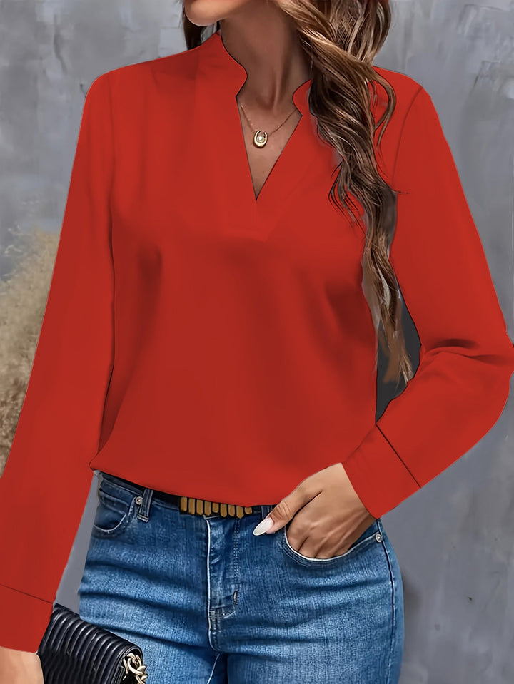 Damen Bluse mit Stehkragen und langen Ärmeln Drune