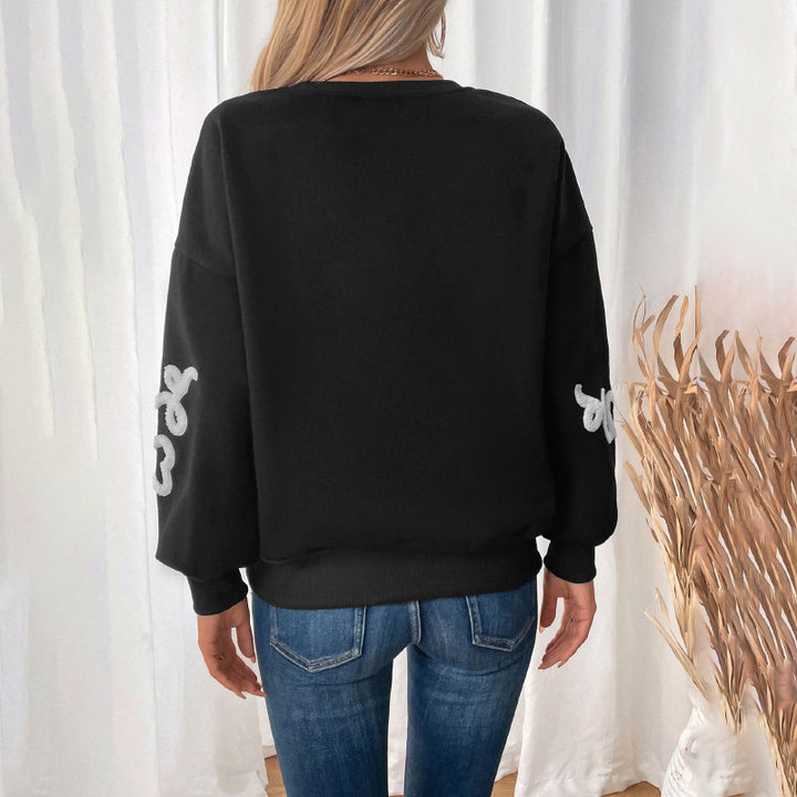 Damen Oversize-Sweatshirt mit Chenille-Herzapplikation und geripptem Saum Drune