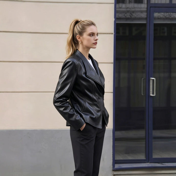 Damen Modische Lederjacke Drune