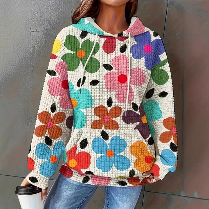 Damen Kapuzenpullover mit floralem Strukturmuster und bequemer Passform Drune