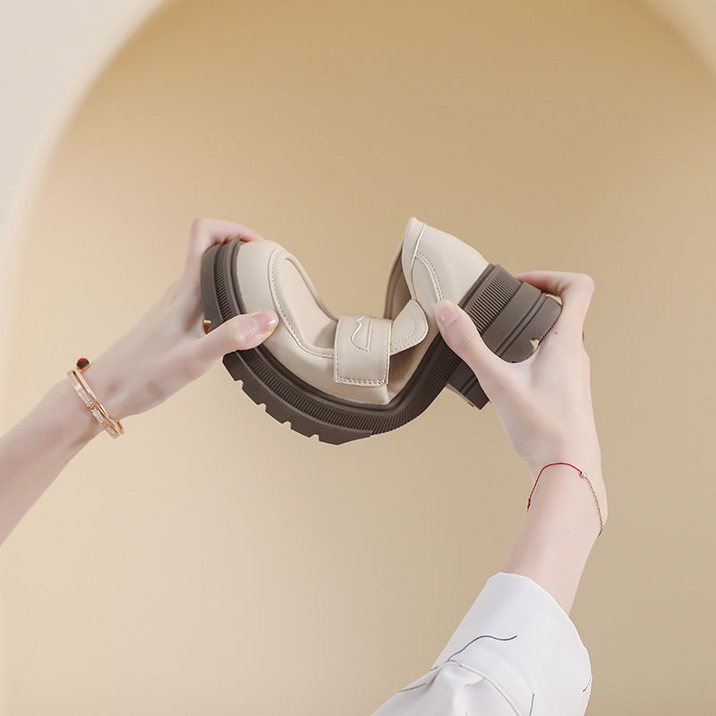 Damen Mokassin-Schuhe mit robustem Plateau und eleganter Schnalle Drune